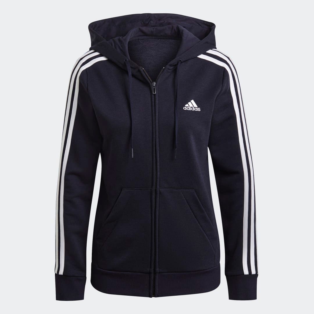Adidas Essentials French Terry 3-Stripes Full-Zip Hettegenser
