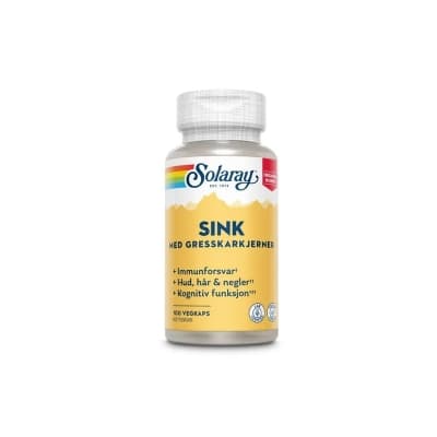 Solaray Sink 14 mg med gresskarkjerner, 100 kapsler