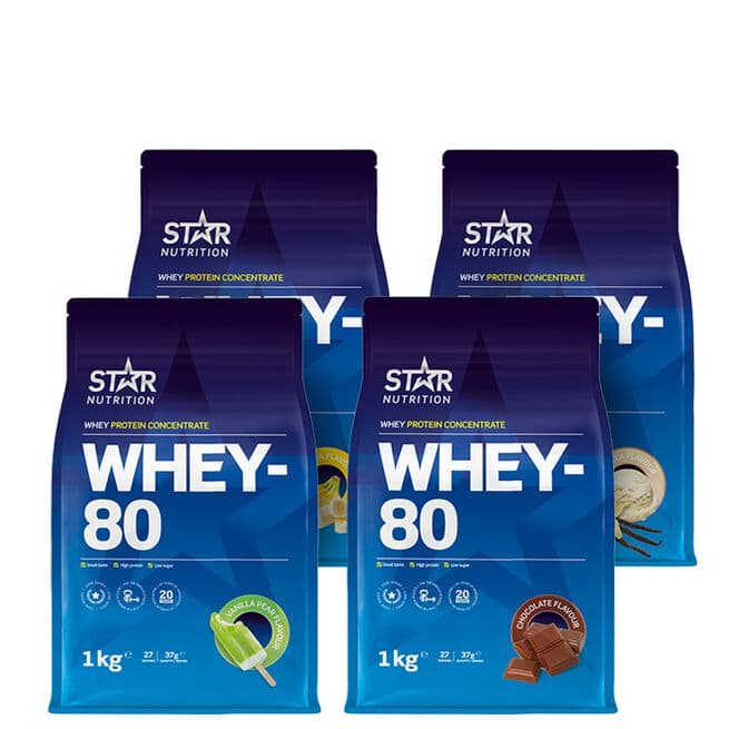 Star Nutrition Mix&Match: 4 x Whey-80 Myseprotein 1 kg