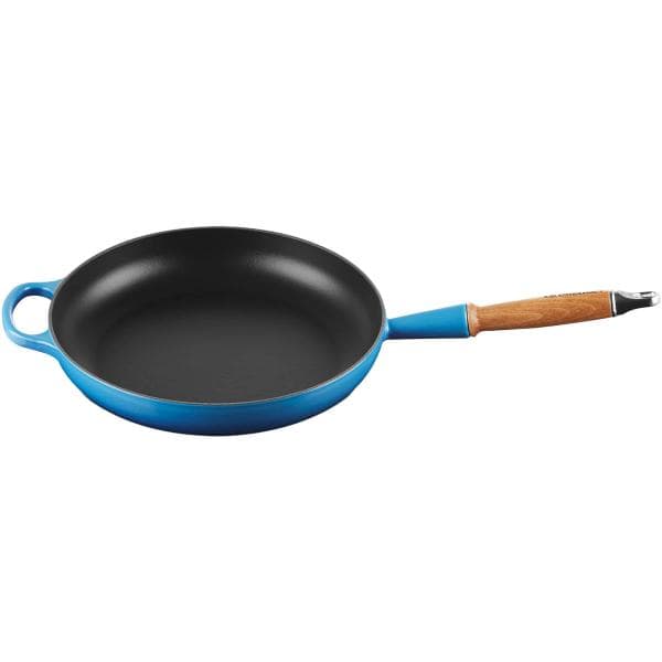 Le Creuset - Signature støpejernspanne m/trehåndtak 28 cm azure