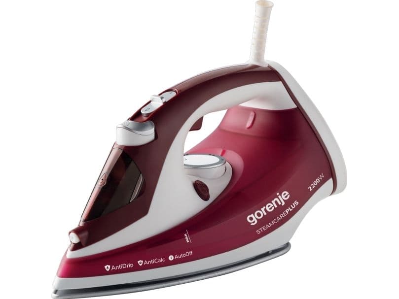 Gorenje SIH2200RBC, Dampstrykejern, Keramisk strykesåle, 2,5 m, 90 g/min, Rød, 30 g/min