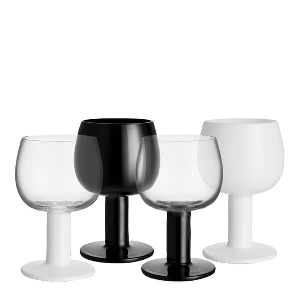 Kosta Boda - Fars Glas vinglass 40 cl 4 stk hvit/svart