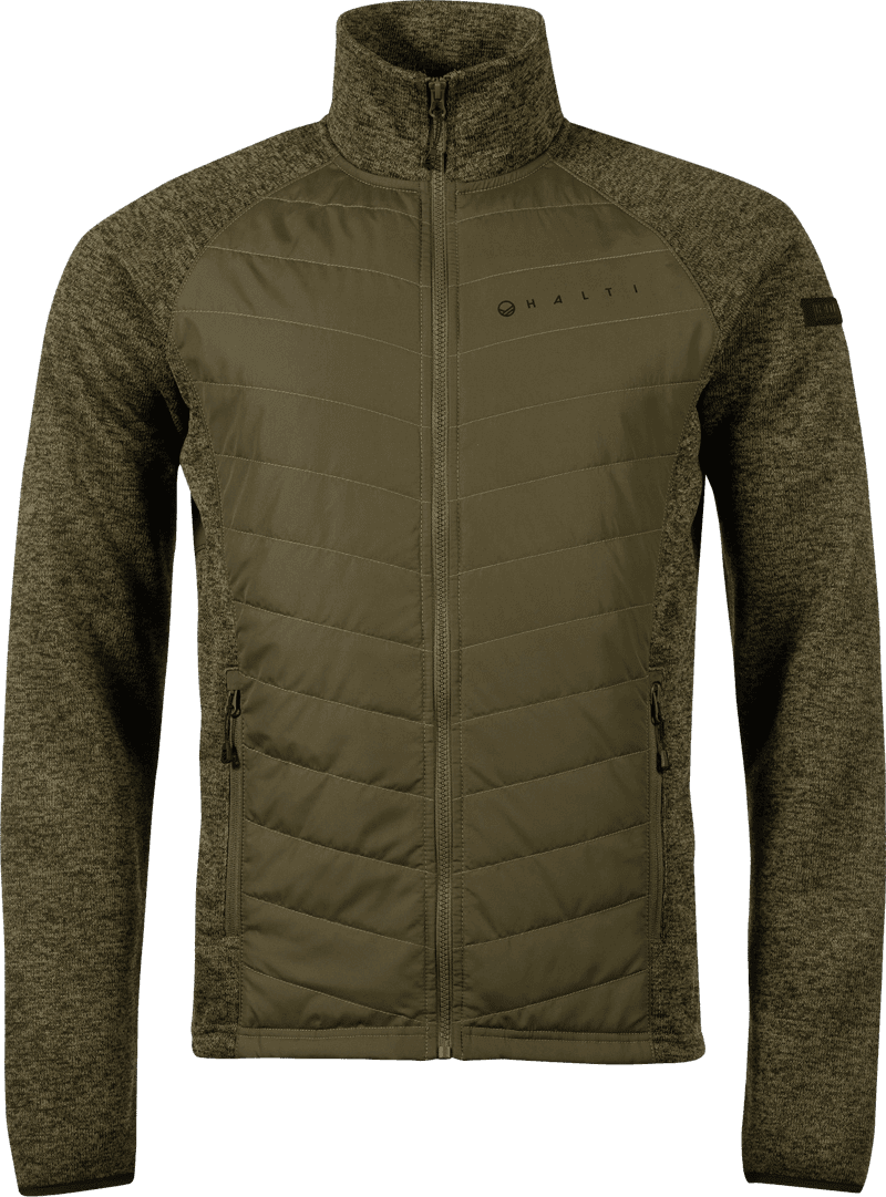 Halti Men's Streams Hybrid Knit Layer Jacket Dark Olive Green Melange