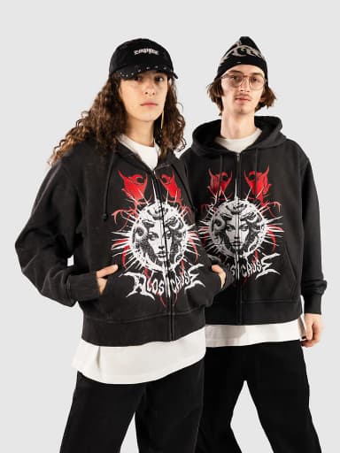 A Lost Cause Medusa Boxy Hettegenser med glidelås svart